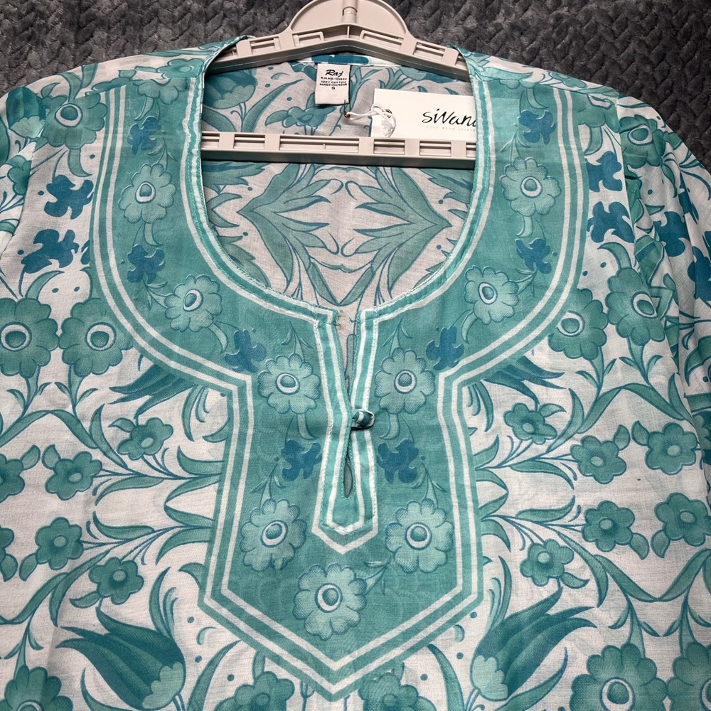 Raj Tunic Cover-Up Floral Printed Top‎ Size Small Swim Cotton Sheer Silky - Picture 3 of 11
